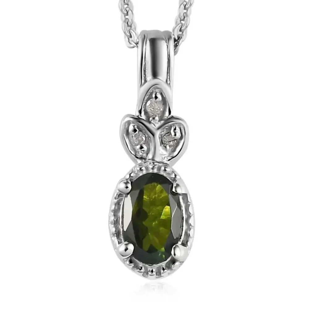 Premium Natural Chrome Tourmaline and Diamond Ring & Pendant Necklace Set
